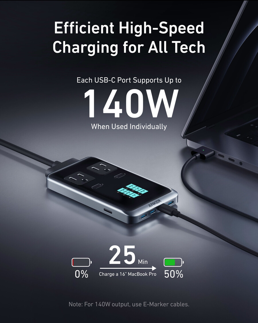 anker prime charging station 8-in-1 240w e anker prime usb-c to usb-c cable 240w upcycled-braided