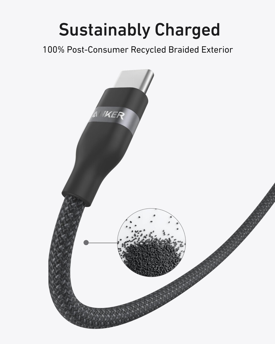 anker usb-c to usb-c cable 3 ft 6 ft 240w upcycled-braided
