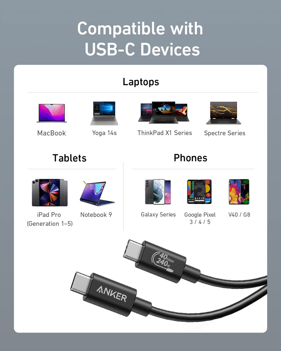 anker 515 usb-c para usb-c cable thunderbolt 4 compatible