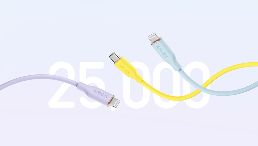 anker 643 usb-c para usb-c cable flow silicone 240w 2-pack midnight black