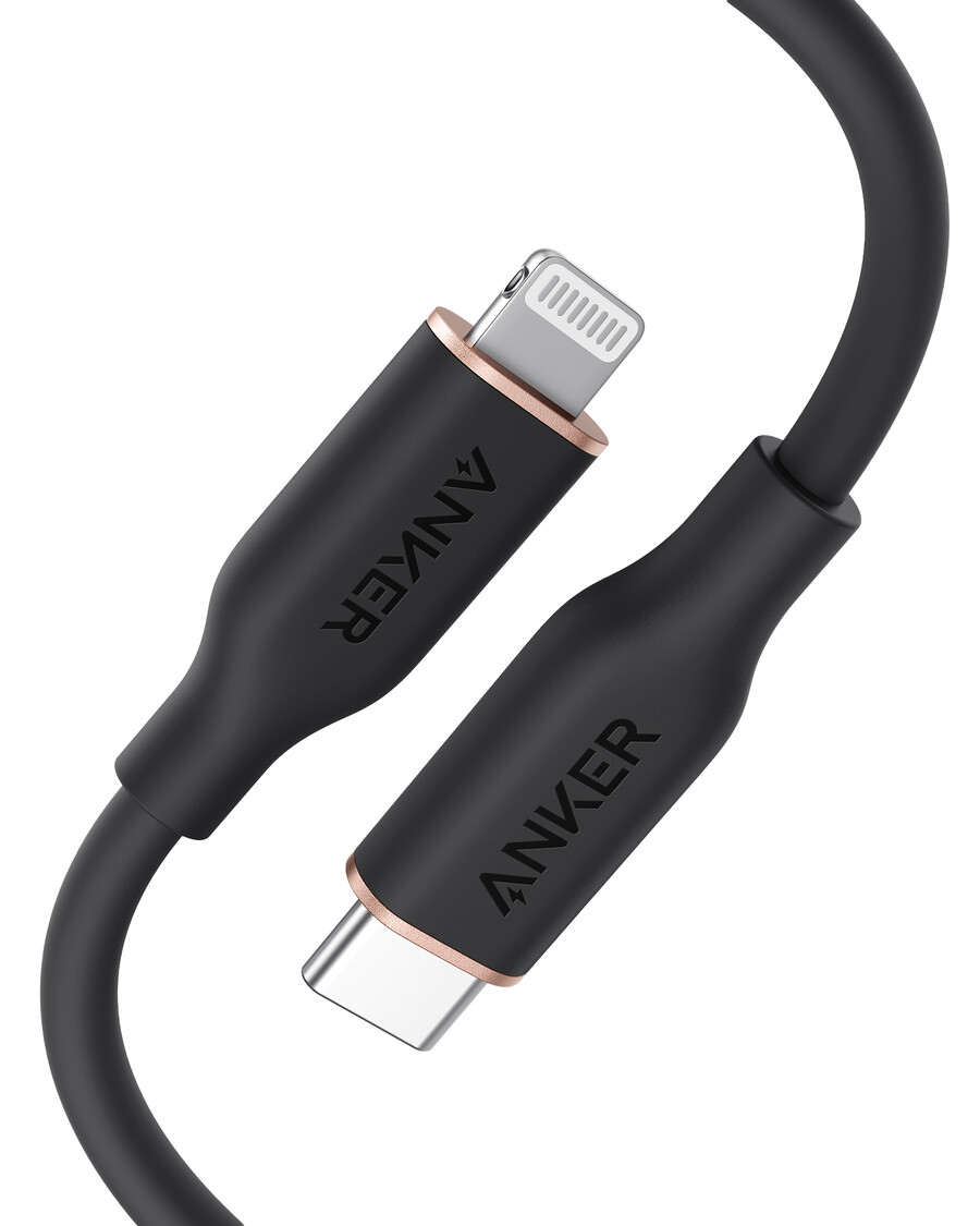 anker 641 usb-c para lightning cable flow 3 ft silicone