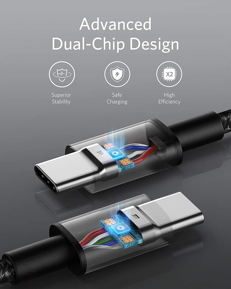 new nylon usb-c to usb-c 100w cable 10 ft 2-pack