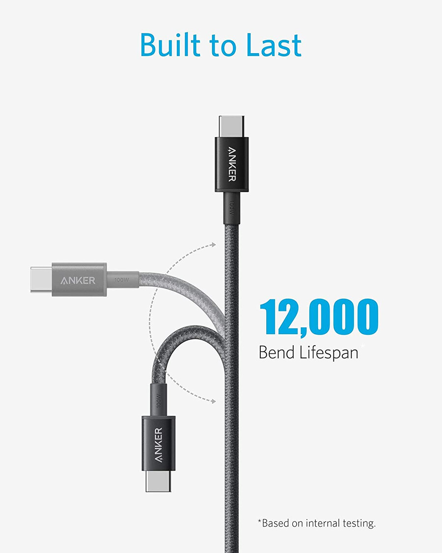 new nylon usb-c to usb-c 100w cable 10 ft 2-pack