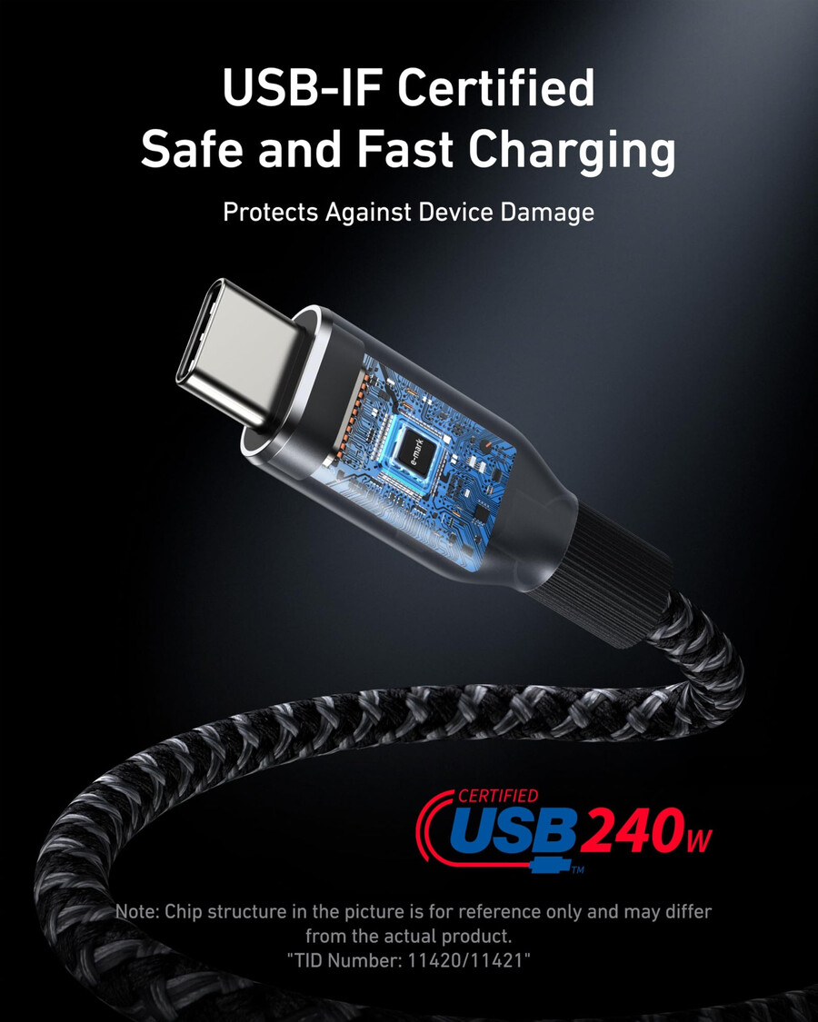 anker prime usb-c to usb-c cable 240w upcycled-braided