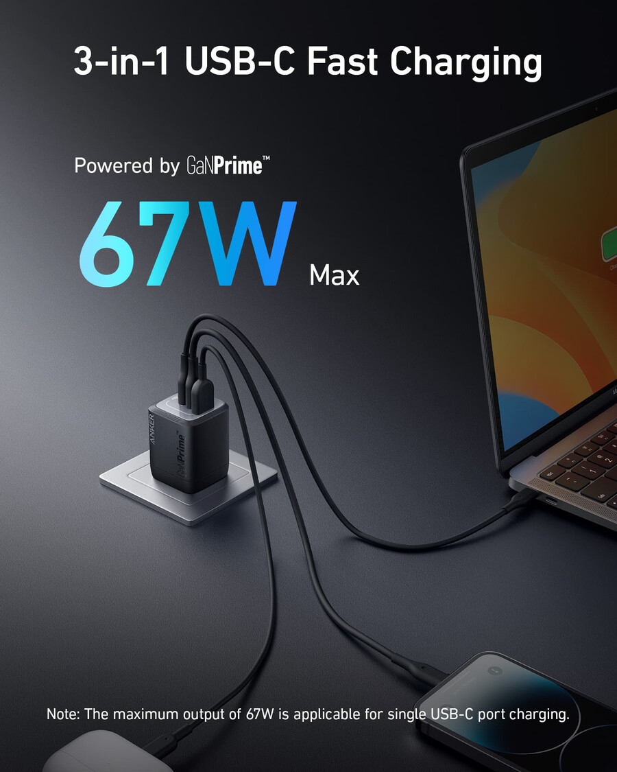 anker prime 67w gan wall charger 3 ports 2-pack