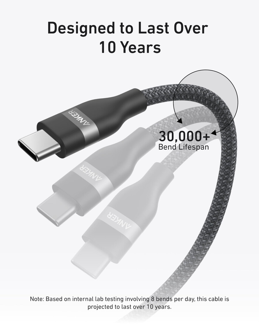 anker prime charger 100w 3 ports gan e anker usb-c para usb-c cable 3 ft 6 ft 240w upcycled-braided