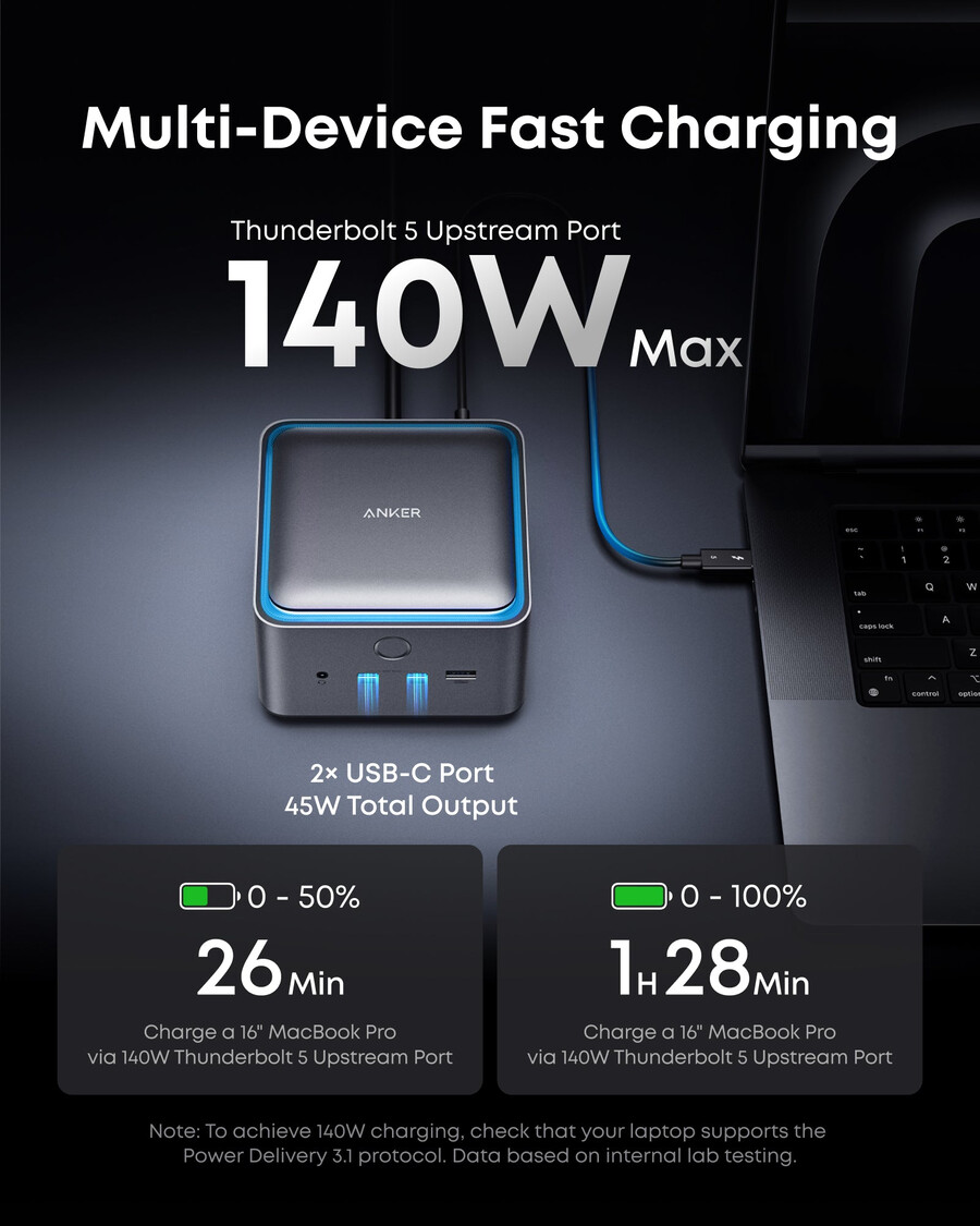 anker prime tb5 docking station 14-in-1 140w 8k thunderbolt 5