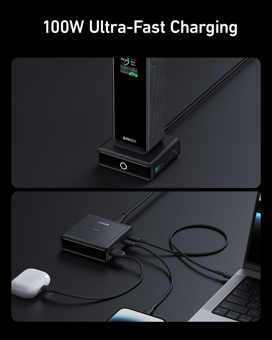 anker 100w charging base para anker prime power bank